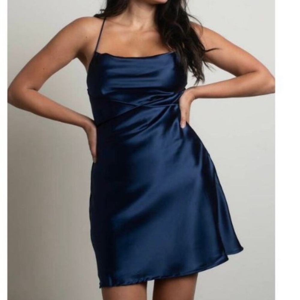 Lucy in the sky Elegant Navy Satin Dress